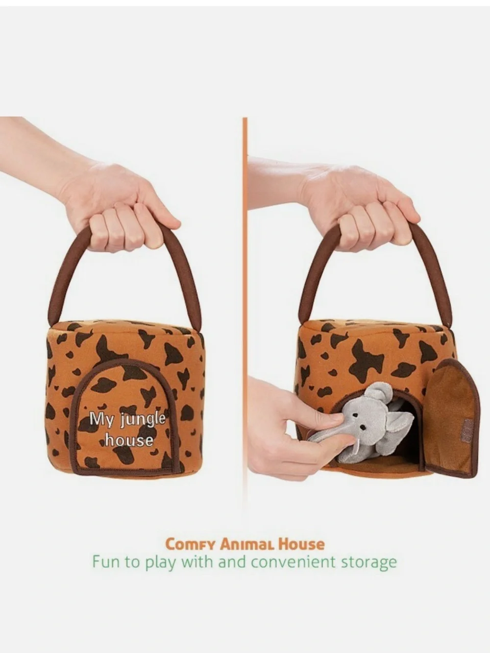 Hakol My Jungle House Plush Animal Set 5pc Sound Working Carry Case Safari